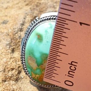 Native American Turquoise Sterling Silver Wide Band Ring
